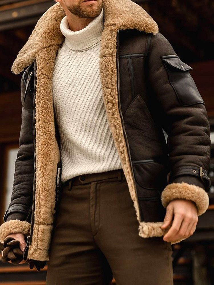 Pocket Lapel Standard Zipper European Down Jacket