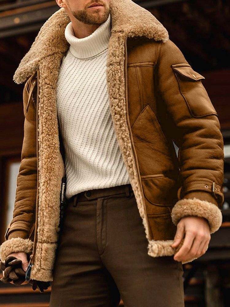 Pocket Lapel Standard Zipper European Down Jacket