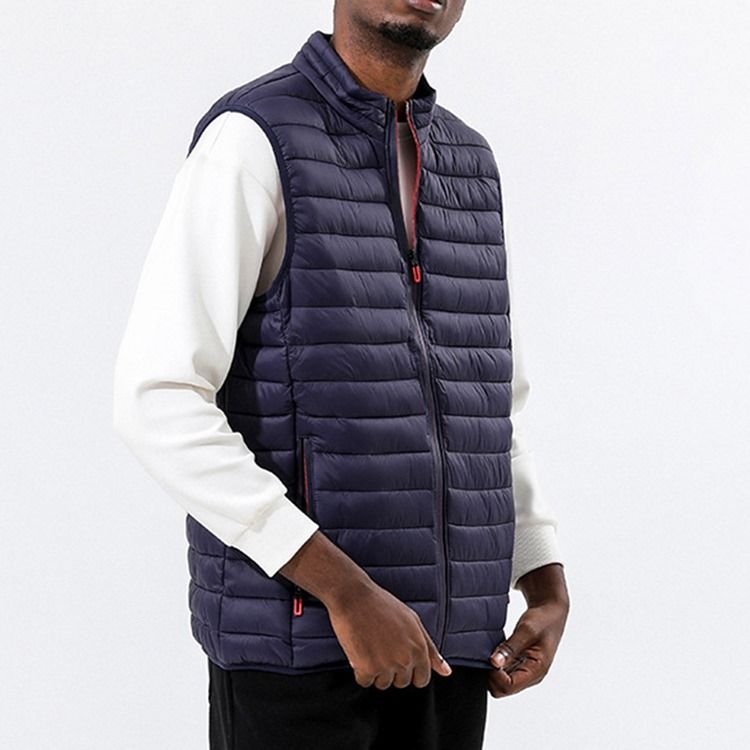 Pocket Plain Stand Krage Dragkedja Casual Väst