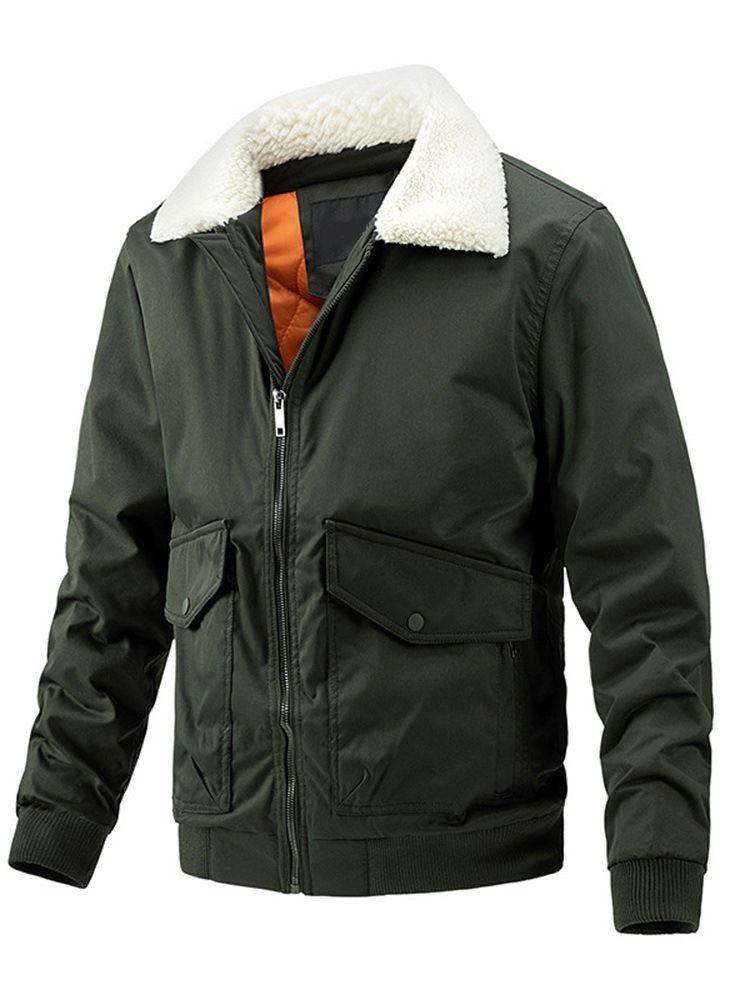 Pocket Standard Lapel Zipper European Down Jacket