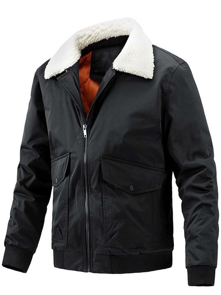 Pocket Standard Lapel Zipper European Down Jacket