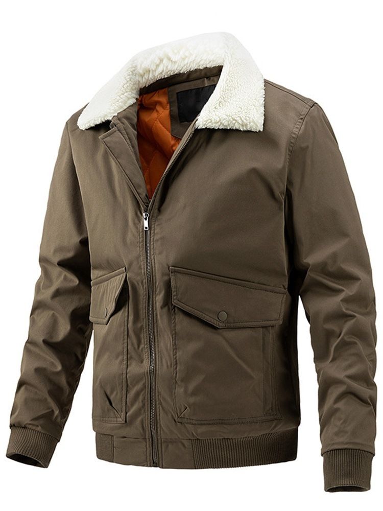 Pocket Standard Lapel Zipper European Down Jacket