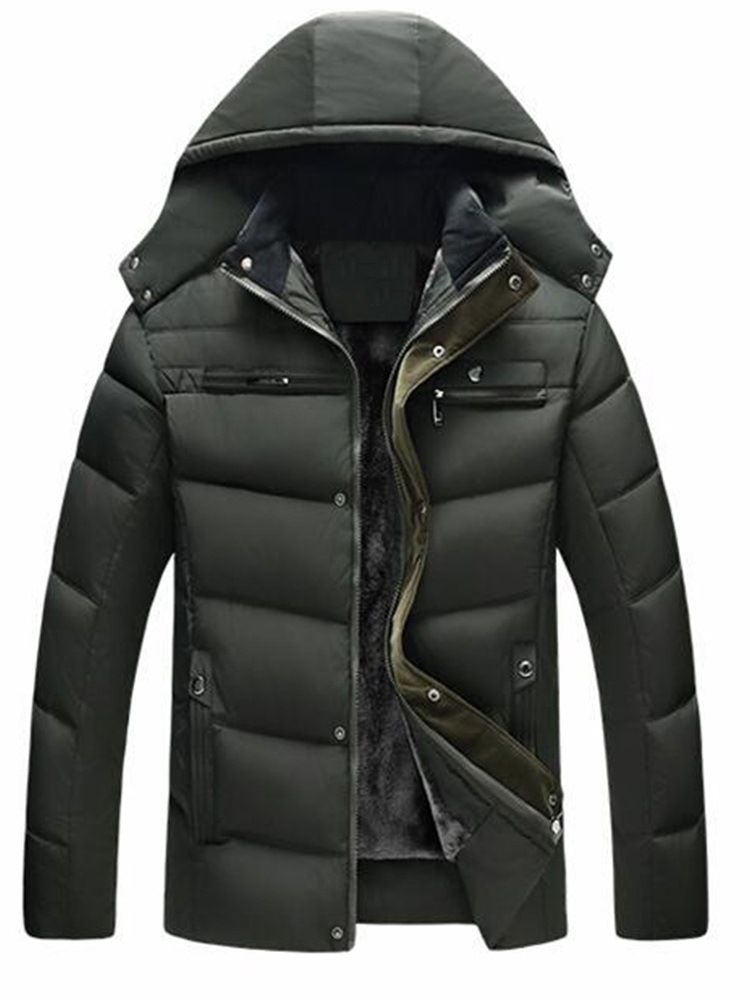 Pocket Standard Plain Zipper Casual Dunjacka