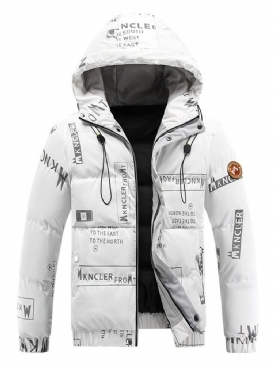 Print Letter Standard Dragkedja Casual Dunjacka