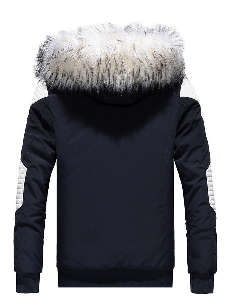 Slim Patchwork Color Block Zipper Dunjacka För Män