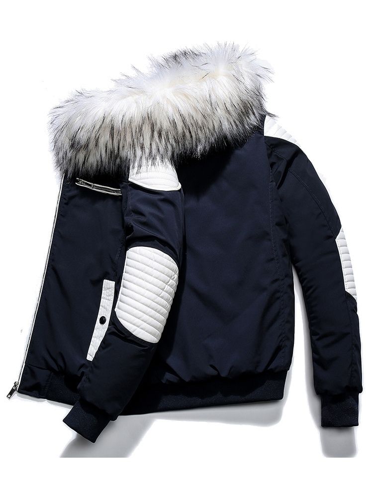 Slim Patchwork Color Block Zipper Dunjacka För Män
