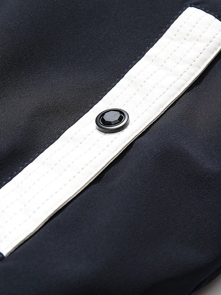 Slim Patchwork Color Block Zipper Dunjacka För Män