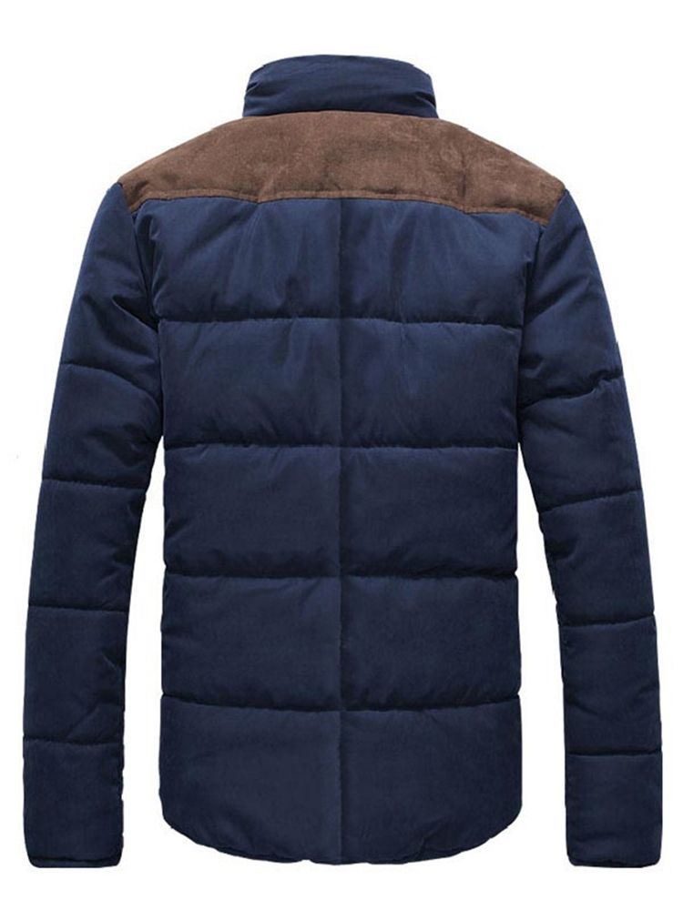 Ståkrage Zip Color Block Vinterkappa För Män