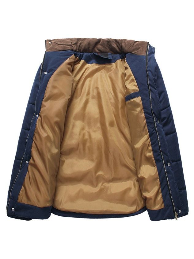 Ståkrage Zip Color Block Vinterkappa För Män