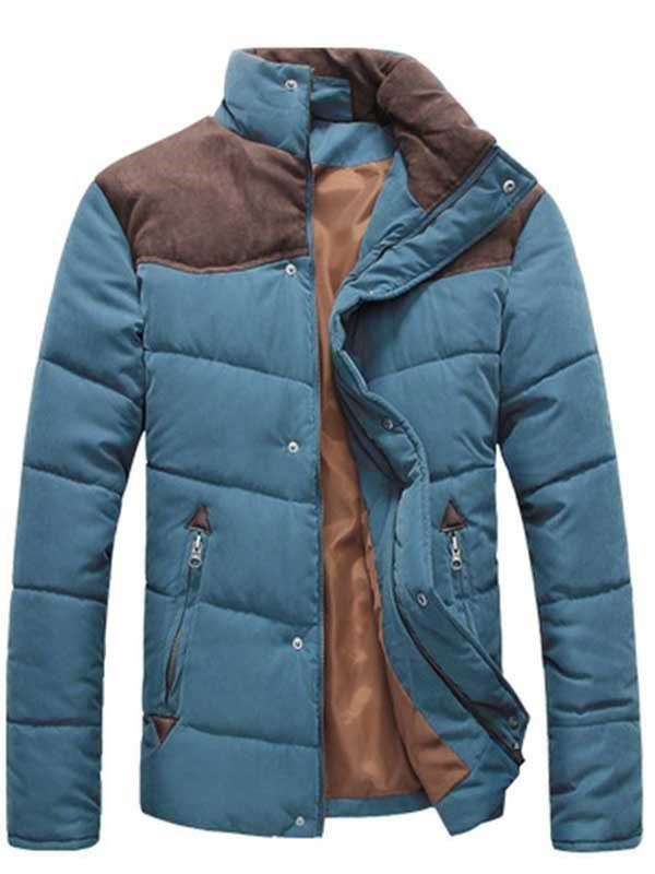 Ståkrage Zip Color Block Vinterkappa För Män
