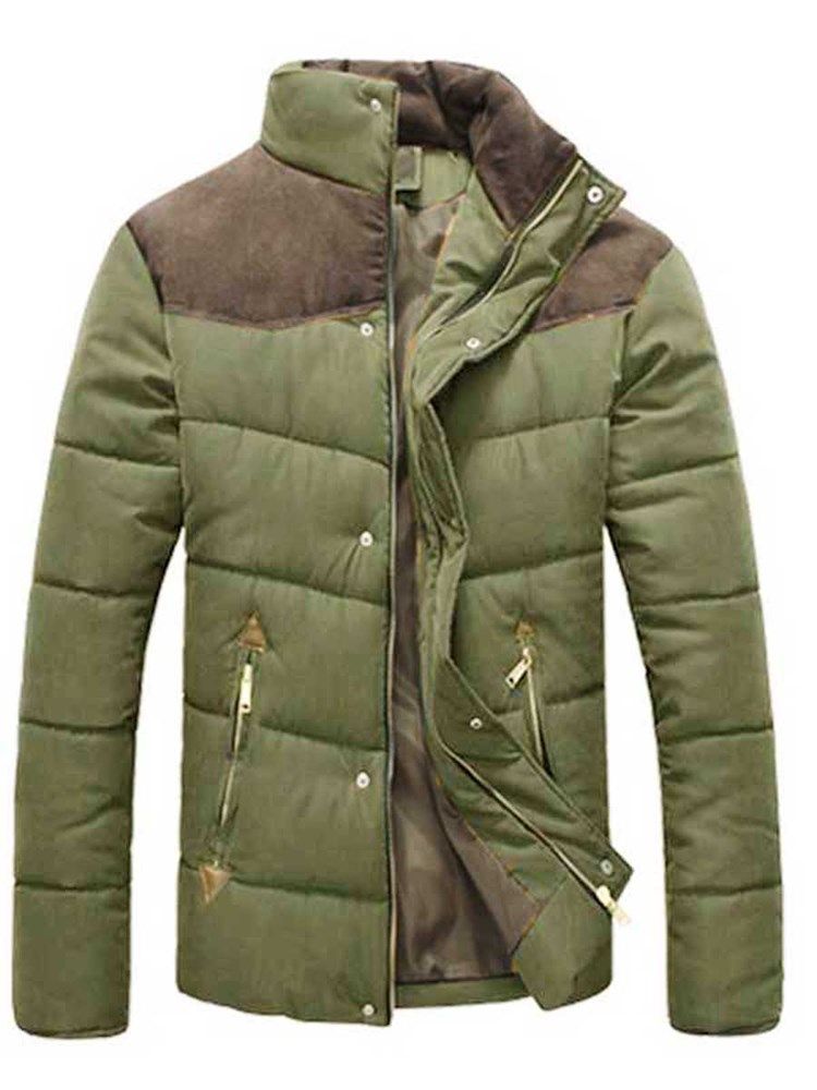 Ståkrage Zip Color Block Vinterkappa För Män