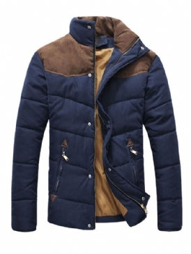 Ståkrage Zip Color Block Vinterkappa För Män