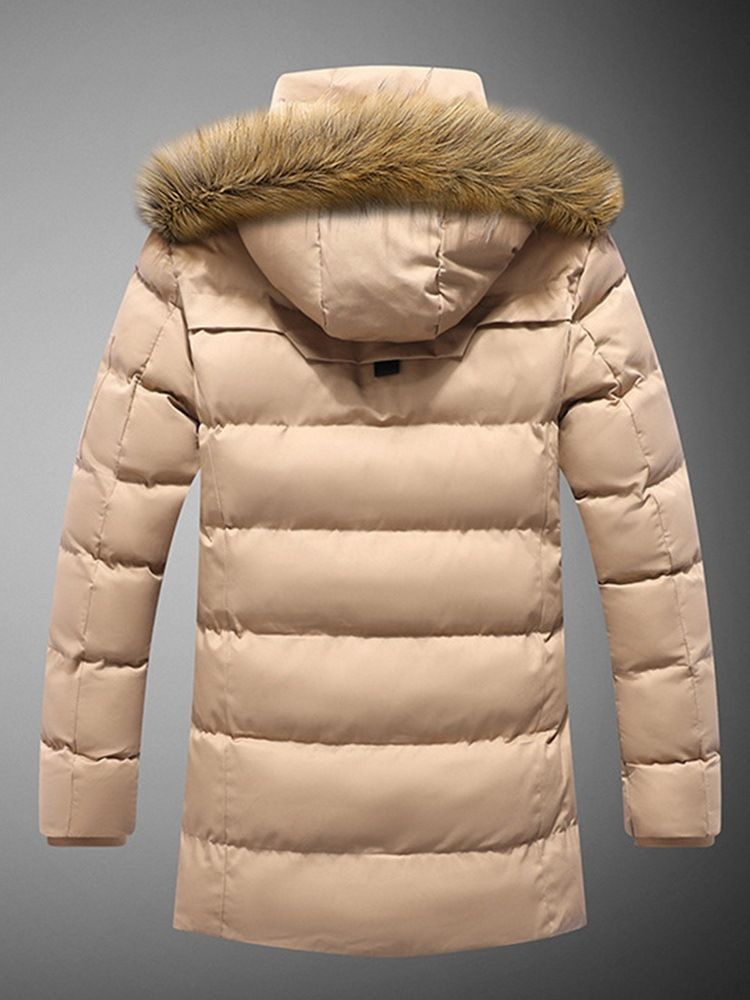 Standard Color Block Dunjacka Med Dubbla Lager Casual Dragkedja