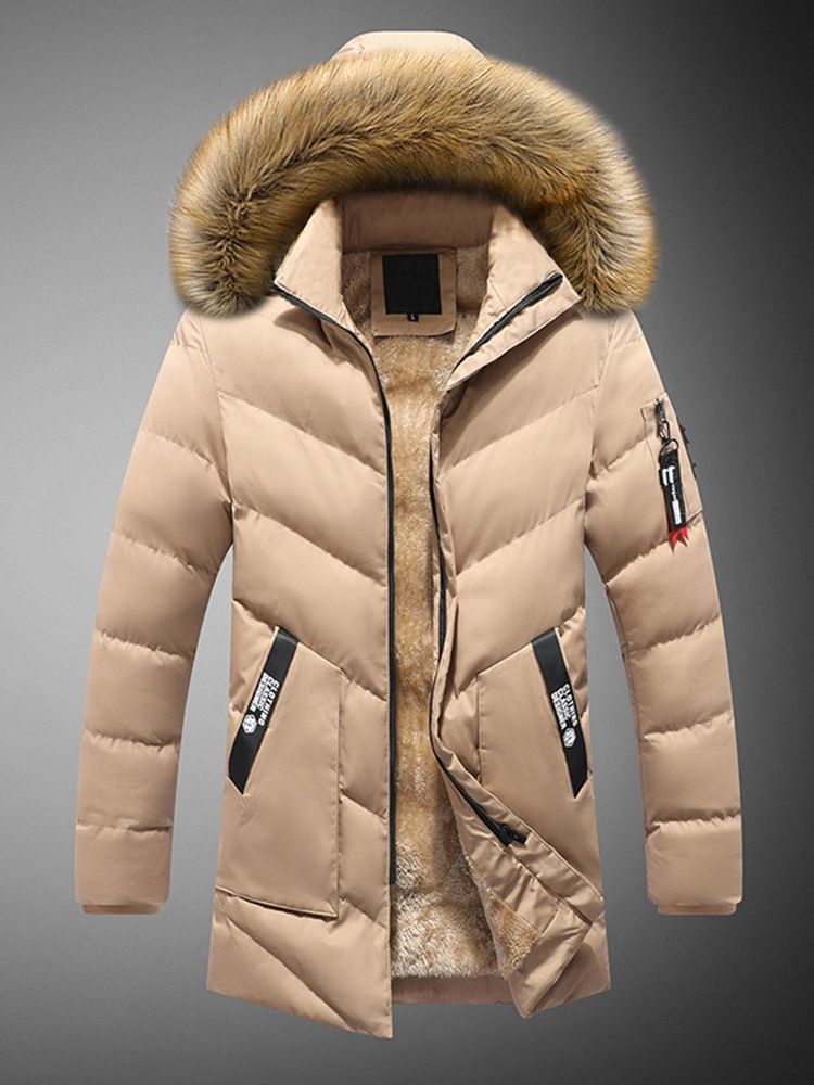 Standard Color Block Dunjacka Med Dubbla Lager Casual Dragkedja