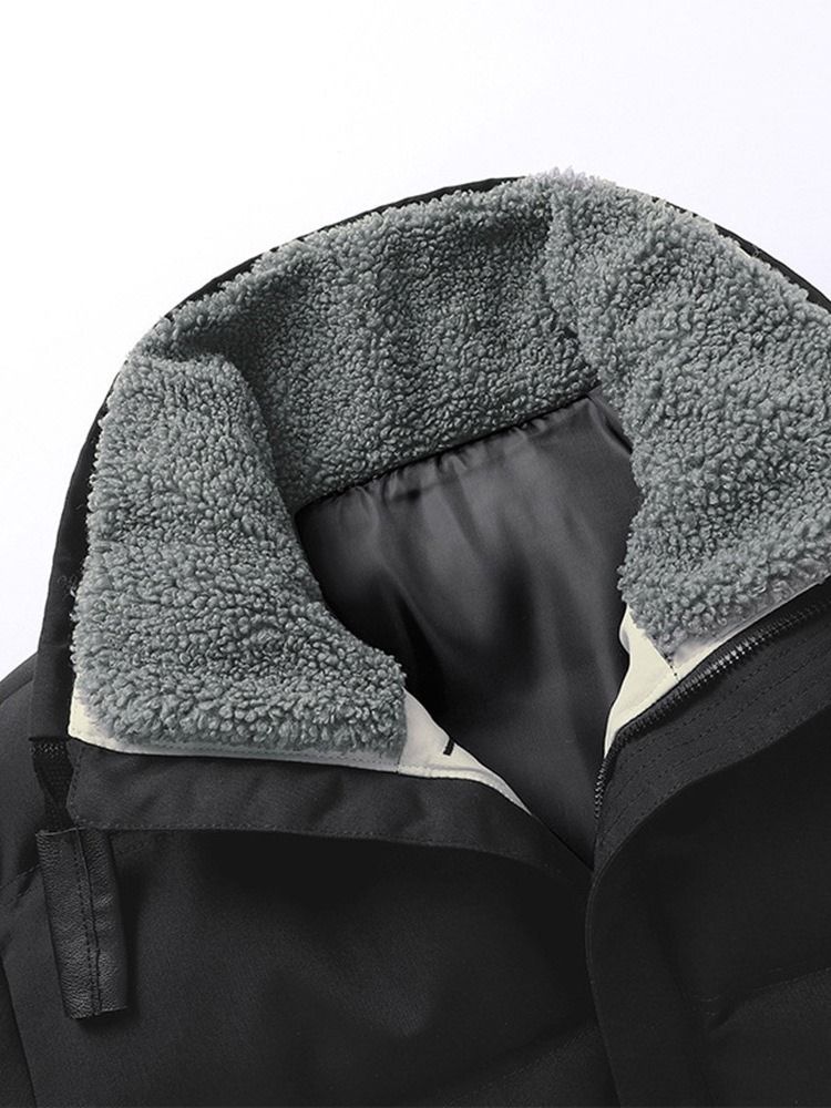 Standard Color Block Patchwork Casual Dunjacka Med Dragkedja