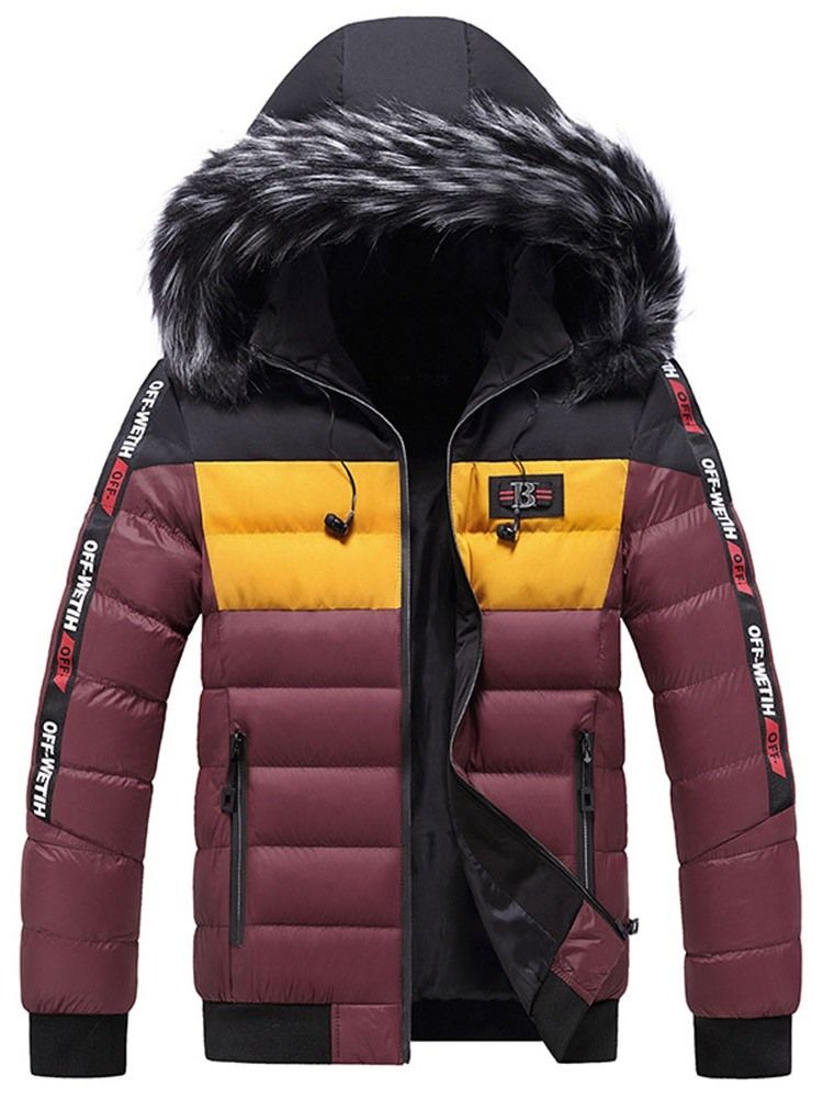 Standard Färgblocktryck European Zipper Down Jacket
