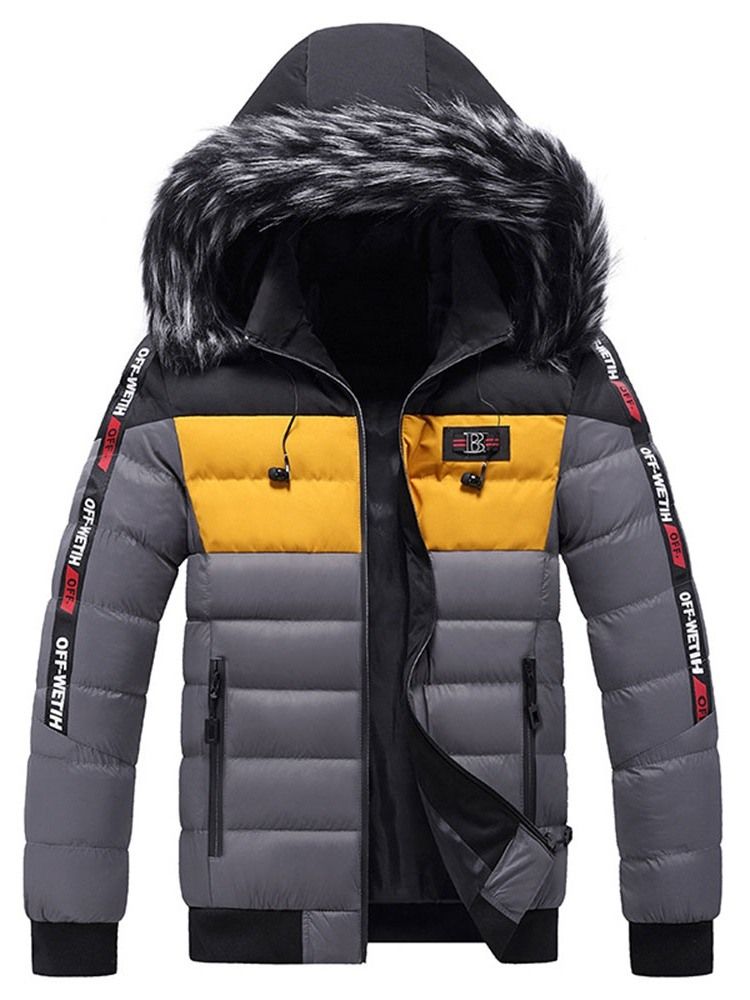 Standard Färgblocktryck European Zipper Down Jacket