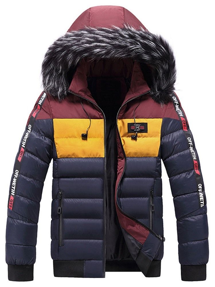 Standard Färgblocktryck European Zipper Down Jacket