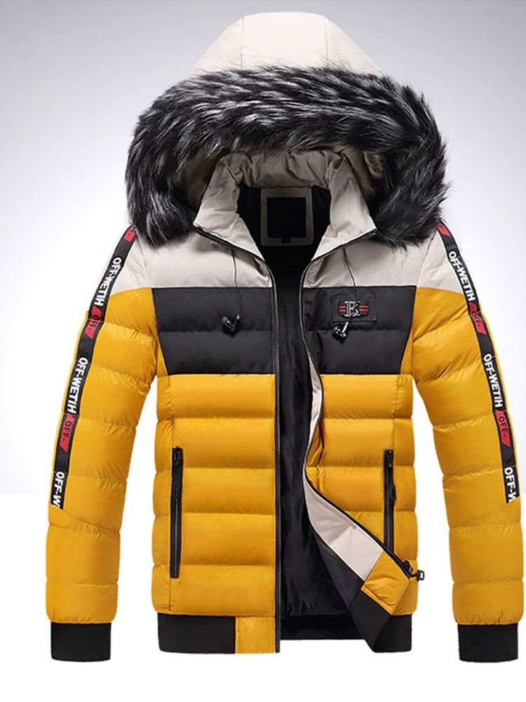 Standard Färgblocktryck European Zipper Down Jacket