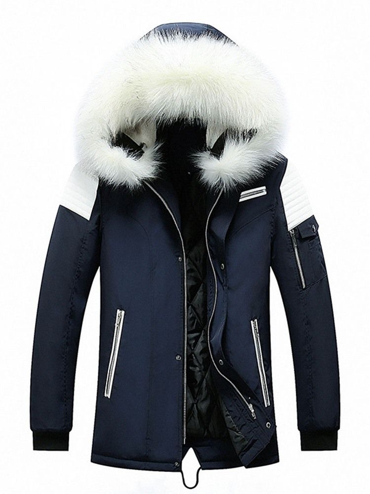 Standard Patchwork Color Block Casual Dunjacka Med Dragkedja