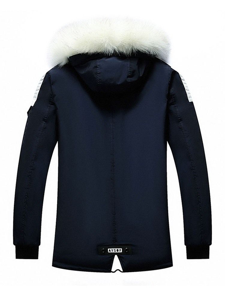 Standard Patchwork Color Block Casual Dunjacka Med Dragkedja