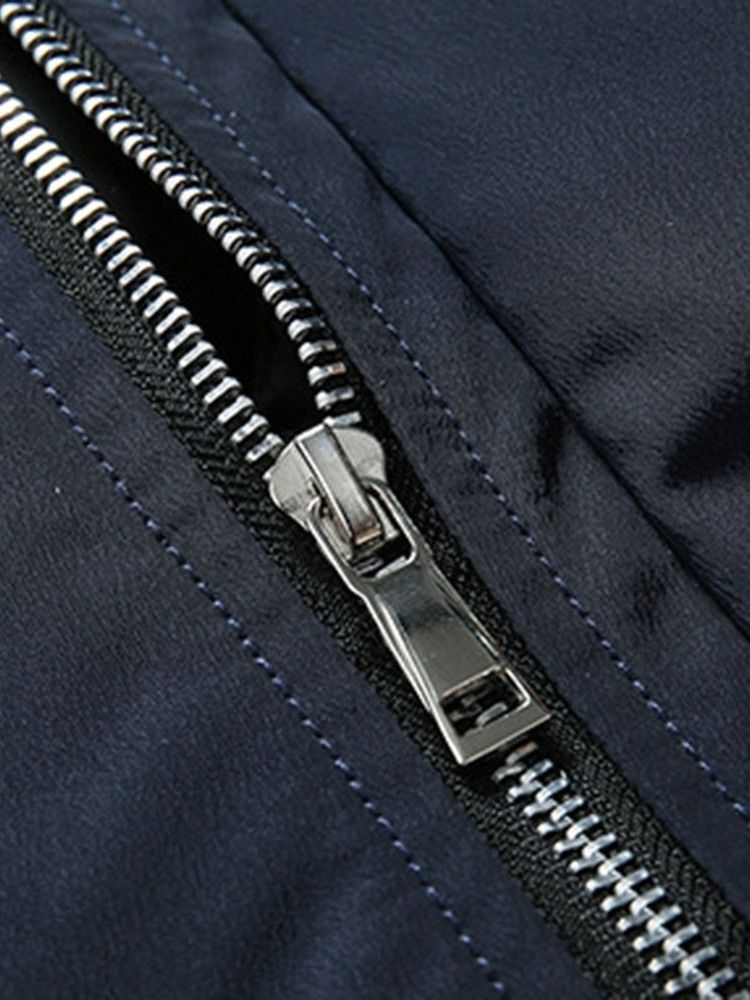 Standard Patchwork Color Block Casual Dunjacka Med Dragkedja