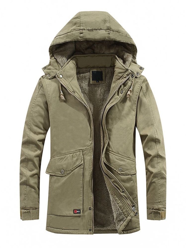 Standard Plain Pocket Zipper Casual Dunjacka