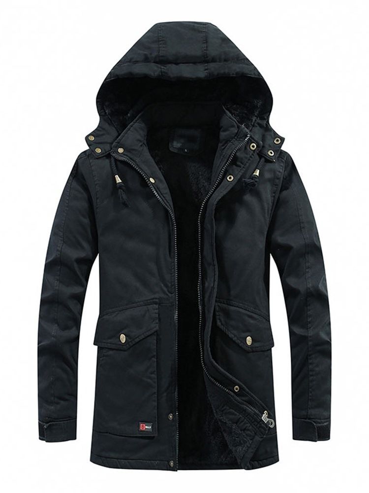 Standard Plain Pocket Zipper Casual Dunjacka