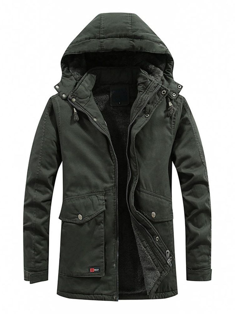 Standard Plain Pocket Zipper Casual Dunjacka