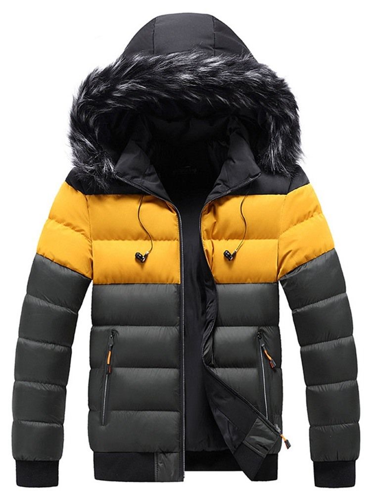Stativkrage Standard Color Block Dragkedja Europeisk Dunjacka