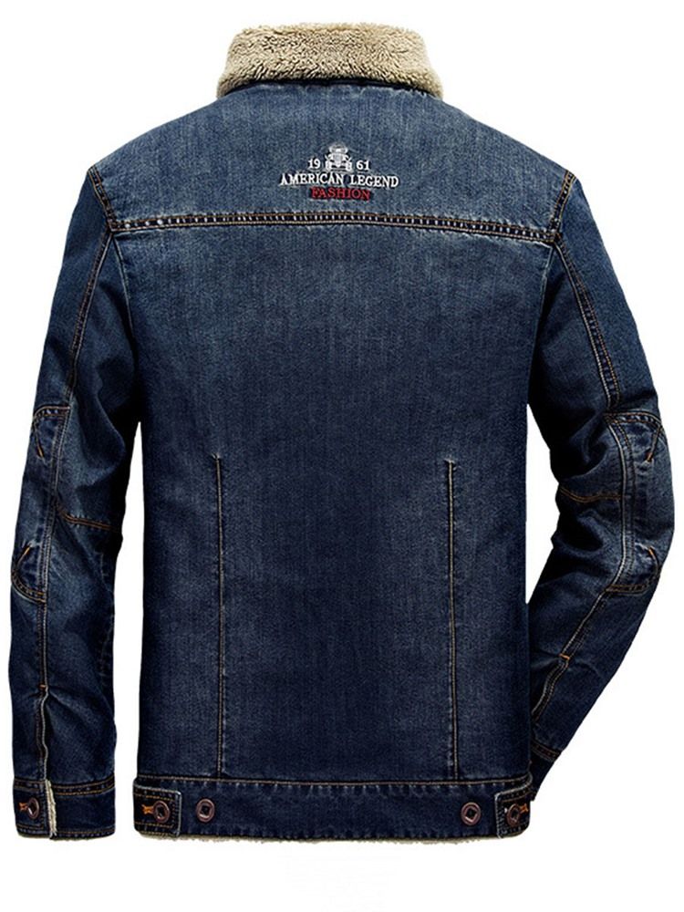 Tjocka Varm Denim Lapel Vinterkappa För Män