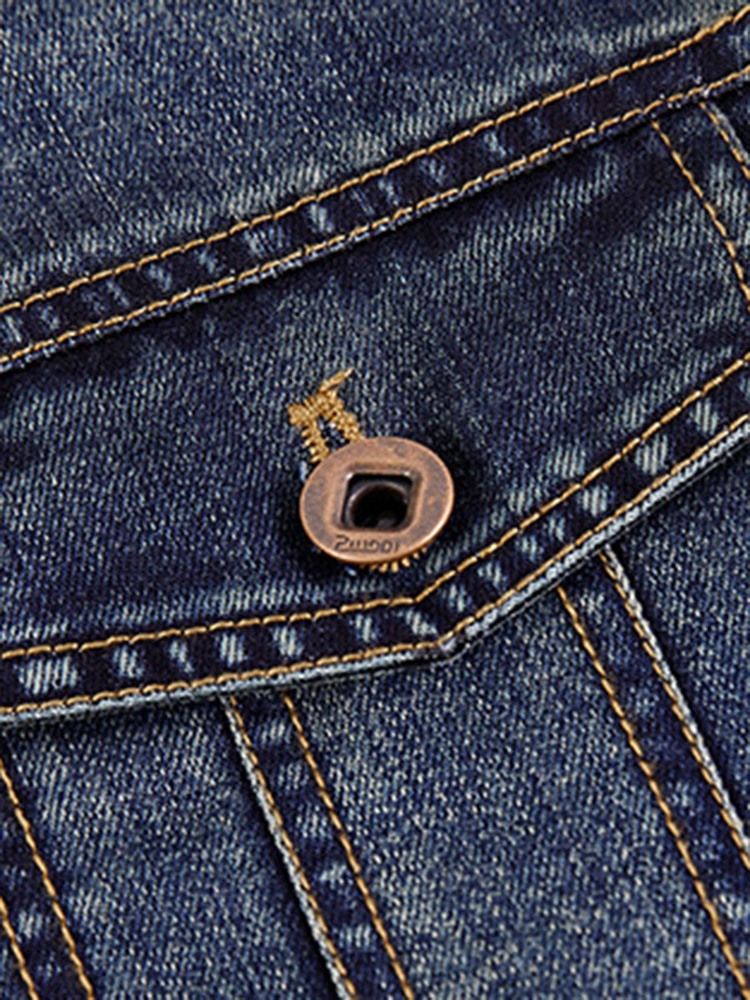 Tjocka Varm Denim Lapel Vinterkappa För Män
