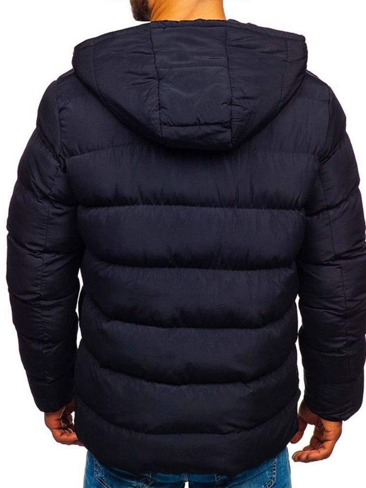 Vanlig Hooded Standard Zipper Casual Dunjacka