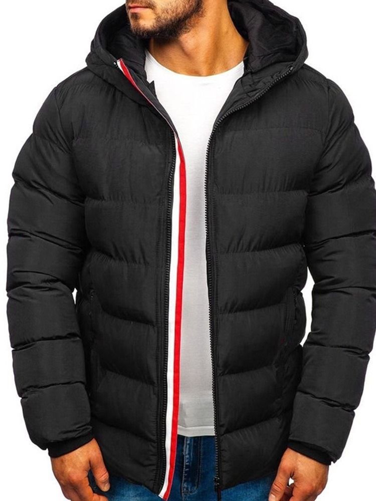 Vanlig Hooded Standard Zipper Casual Dunjacka