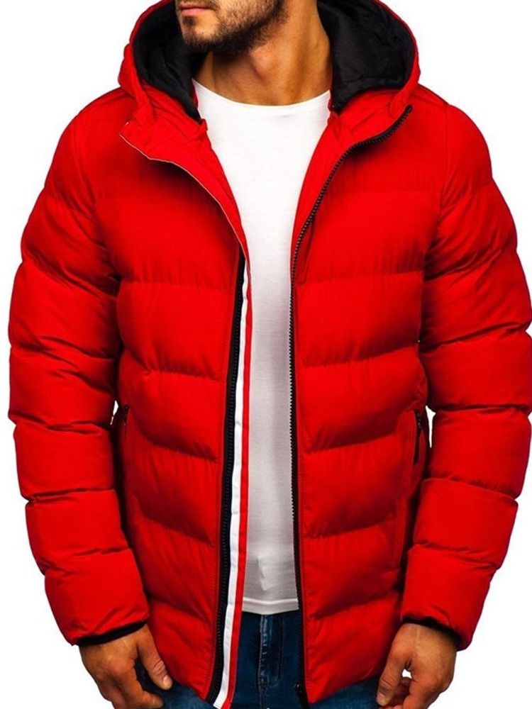 Vanlig Hooded Standard Zipper Casual Dunjacka