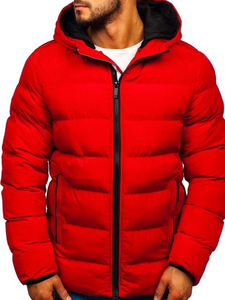 Vanlig Hooded Standard Zipper Casual Dunjacka