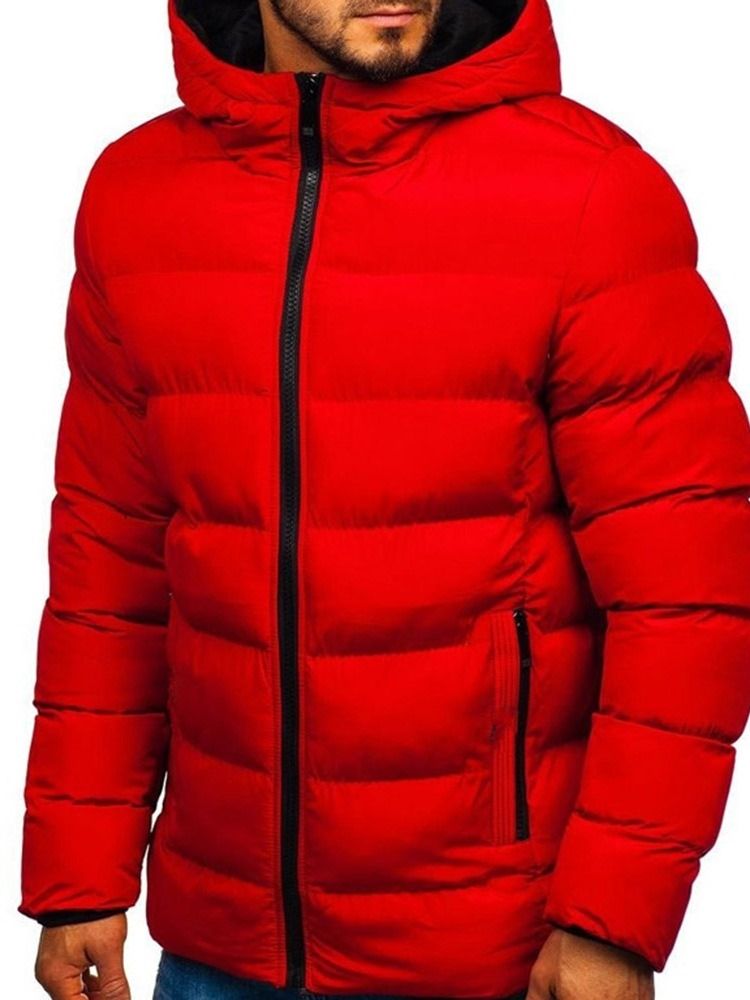 Vanlig Hooded Standard Zipper Casual Dunjacka