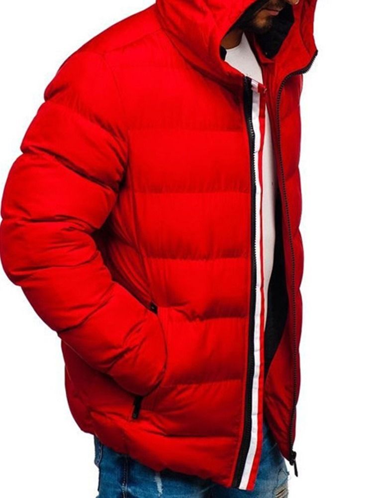 Vanlig Hooded Standard Zipper Casual Dunjacka