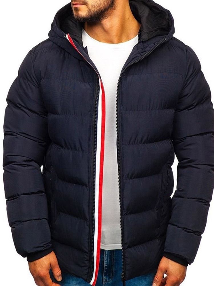 Vanlig Hooded Standard Zipper Casual Dunjacka