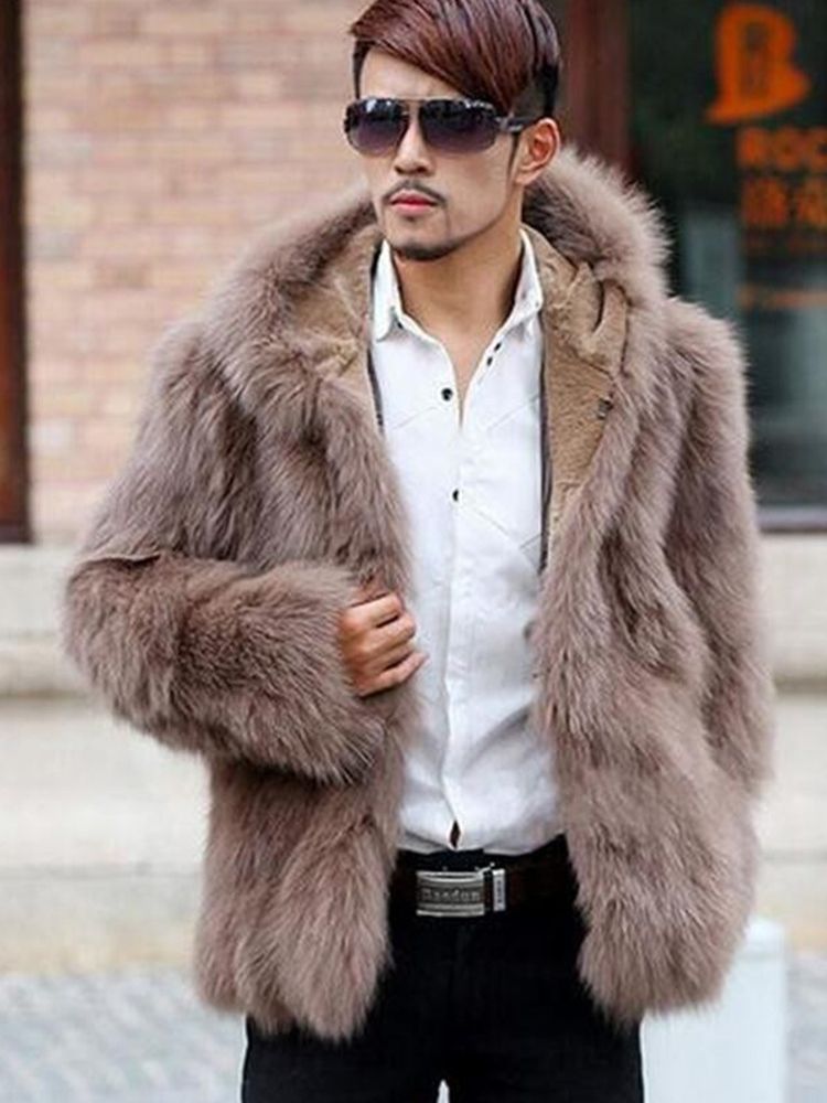 Vanlig Päls Huva Tjocka Varm Vogue Vinterkappa För Män