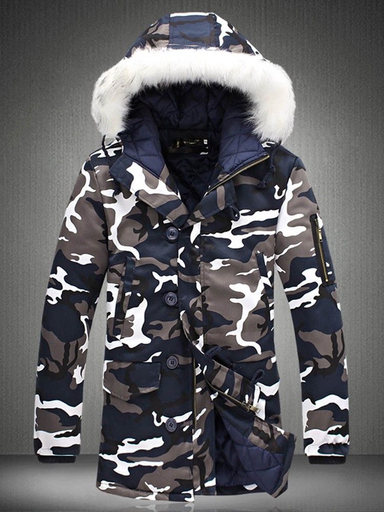 Zip Camouflage Thicken Warm Vinterkappa För Män