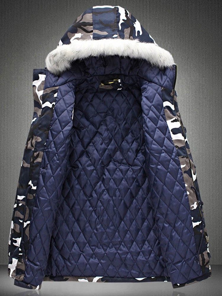 Zip Camouflage Thicken Warm Vinterkappa För Män