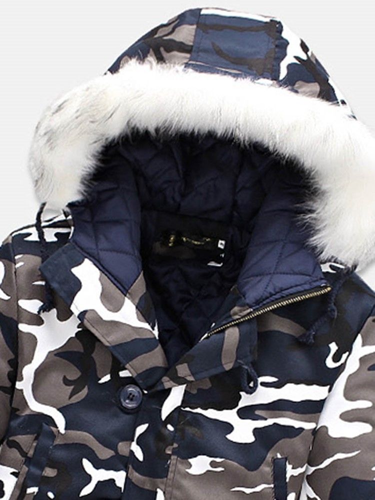 Zip Camouflage Thicken Warm Vinterkappa För Män