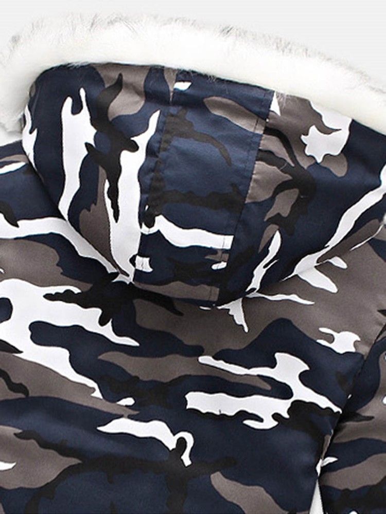 Zip Camouflage Thicken Warm Vinterkappa För Män