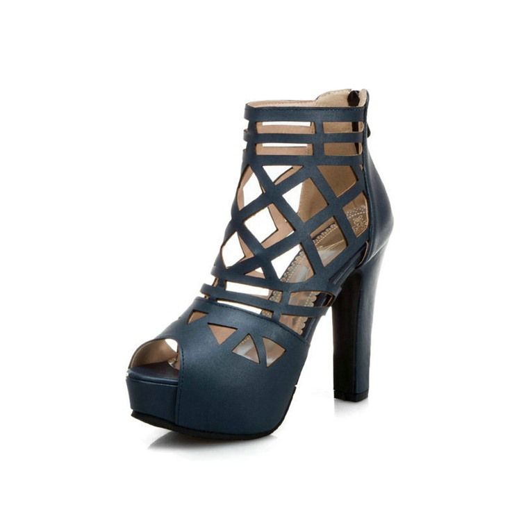 Blixtlås Peep Toe Platform Vanliga Tunna Skor