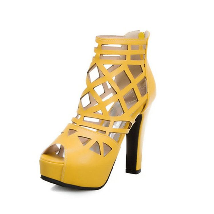 Blixtlås Peep Toe Platform Vanliga Tunna Skor