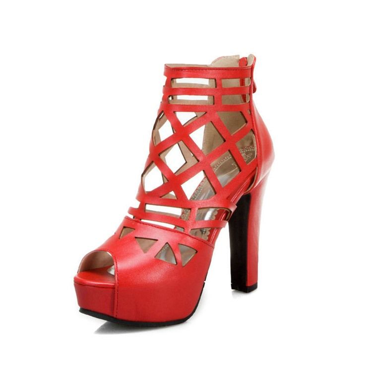 Blixtlås Peep Toe Platform Vanliga Tunna Skor