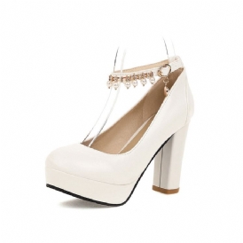 Chunky Heel Rund Toe Platform Enkla Tunna Skor