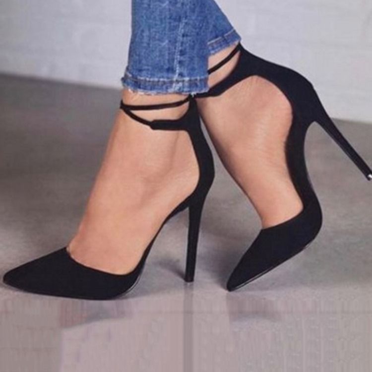 Cross Strap Slip-On Spetsig Tå Dampumpar