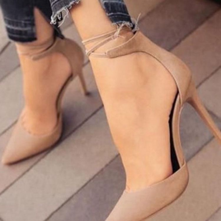 Cross Strap Slip-On Spetsig Tå Dampumpar